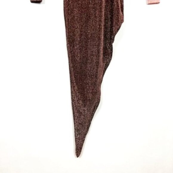 NEW Naked Wardrobe Dress Womens Size XS Brown Pink Cutout Long Sleeve Side Slit - Picture 5 of 16